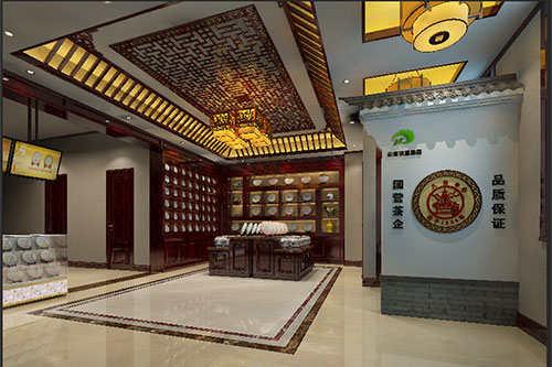 赣榆古朴典雅的中式茶叶店大堂设计效果图